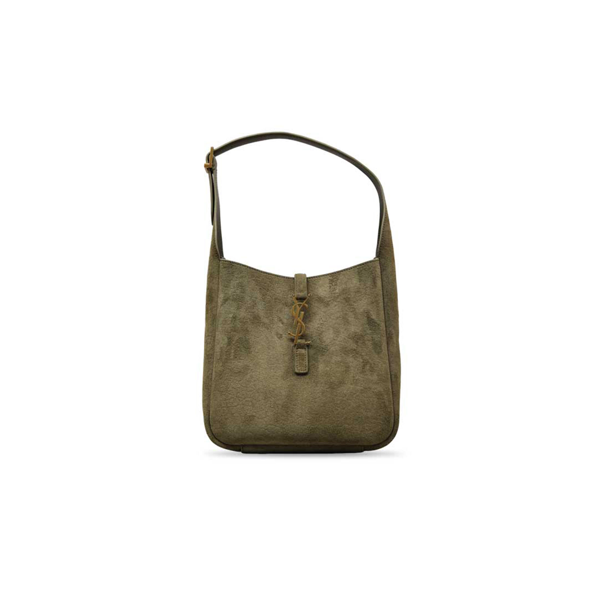 YSL LE 5 À 7 SUEDE HOBO BAG IN OLIVE 713938 (23*22*8.5cm)